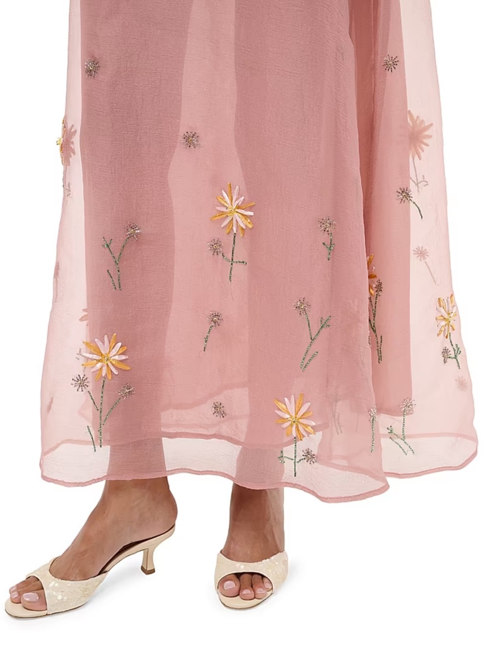 Staud Albee Floral Beaded Organza Gown Maxi Dress in Pink Size Medium - Picture 2 of 9